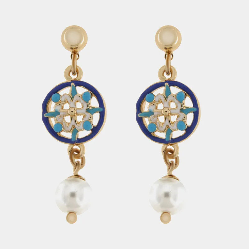 Orecchini in Metallo maioliche blu e azzurre
