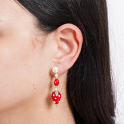 Orecchini in Metallo con fragole rosse pendenti Murano Stone