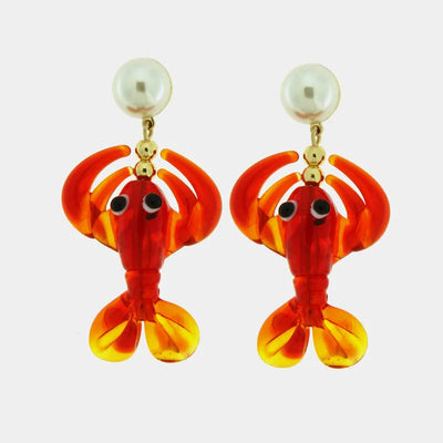 Orecchini in Metallo con Art Glass Stone pesce soffiato colorato