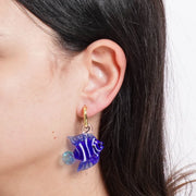 Orecchini in Metallo con Murano Stone pesce blu ametista pendente