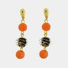 Orecchini in Metallo con Murano Stone pendenti perle arancio e nero