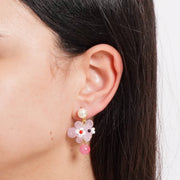 Orecchini in Metallo con Murano Stone pesce rosa pendente e perle rosa veneziane