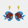 Orecchini in Metallo con Murano Stone pesce azzurro pendente multicolor veneziano