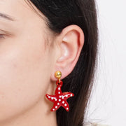 Orecchini in Metallo con Murano Stone stella marina rossa