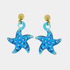 Orecchini in Metallo con Murano Stone stella marina turchese