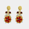 Orecchini in Metallo con Murano Stone fiore rosso e giallo