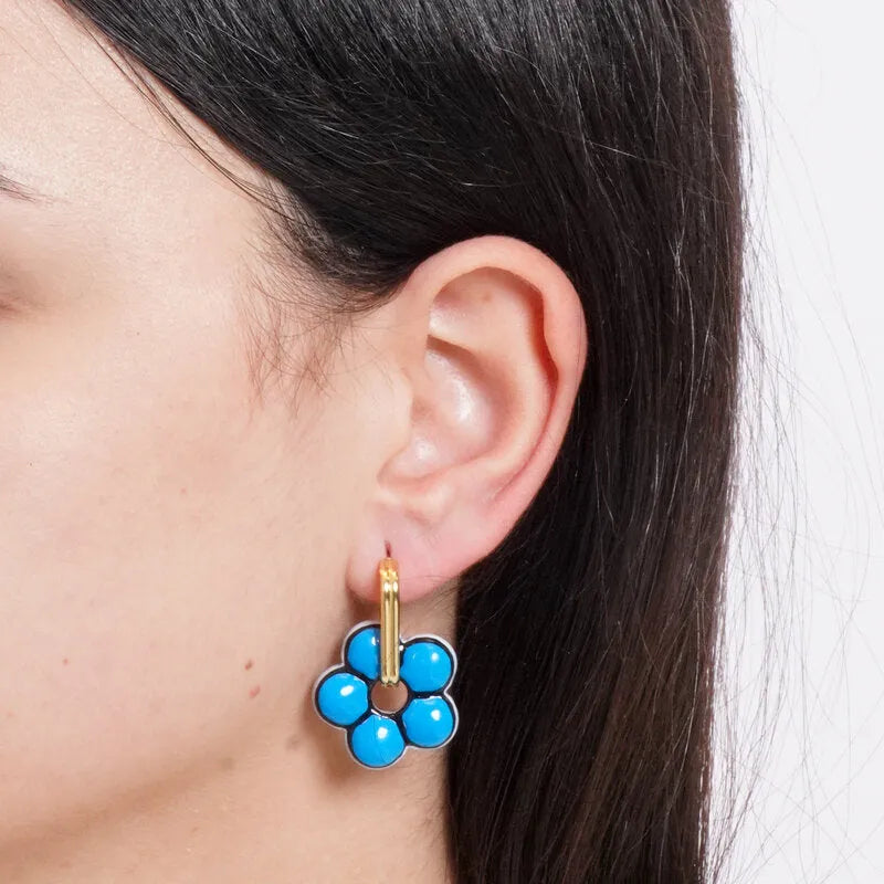 Orecchini in Metallo con fiore blu