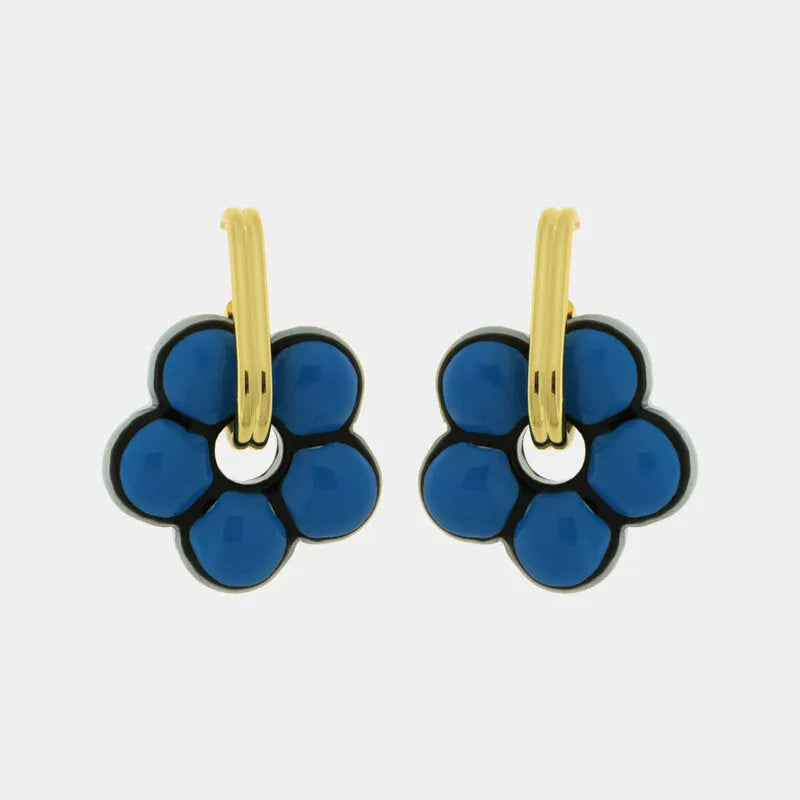 Orecchini in Metallo con fiore blu