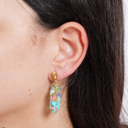 Orecchini in Metallo con pietre multicolor e cuore turchese pendente