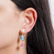 Orecchini in Metallo Gocce azzurro e rosa pastello, pendente delicato