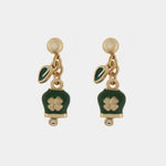 Orecchini in Metallo pendenti con campanella con quadrifoglio portafortuna verde CAPRI - gioiello BySimon