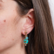 Orecchini in Metallo pendenti azzurri con campanella con design a cuore