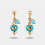 Orecchini in Metallo pendenti azzurri con campanella con design a cuore - BYSIMON gioielli