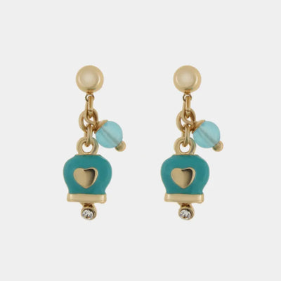 Orecchini in Metallo pendenti azzurri con campanella con design a cuore