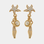Orecchini in Metallo pendenti con conchiglie e stelle marine bianche BYS - gioiello BySimon