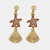 Orecchini in Metallo pendenti con conchiglie e stelle marine rosse