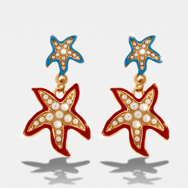 Orecchini in Metallo pendenti con stelle marine colorate BYS - gioiello BySimon