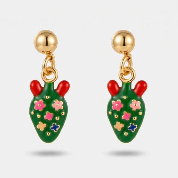 Orecchini in Metallo fico d'india impreziosito da fiori