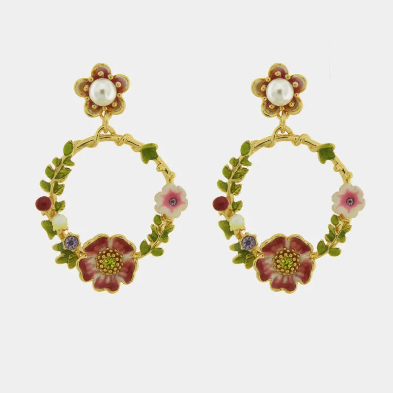 Orecchini in Metallo Creole dorate perle multicolor