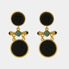 Orecchini in Metallo Bottone dorato pietre nere stile vintage