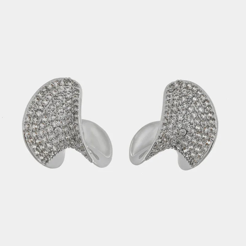 Orecchini in Metallo design moderno con cristalli bianchi COEUR - gioiello BySimon