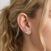 Orecchini in Metallo set da sei fiori con cristalli
