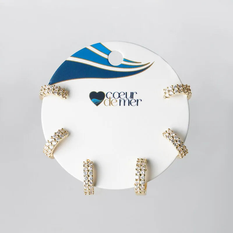 Orecchini in Metallo Set da sei dorato cerchietti con cristalli