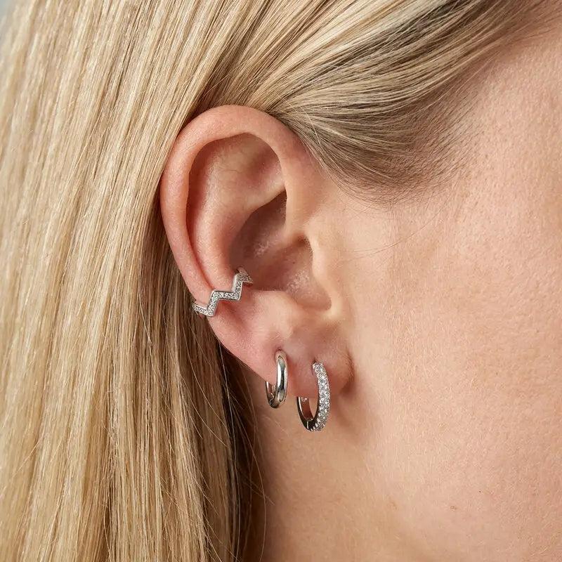 Orecchini in Metallo Set da sei dorato cerchietti zig zag e catena