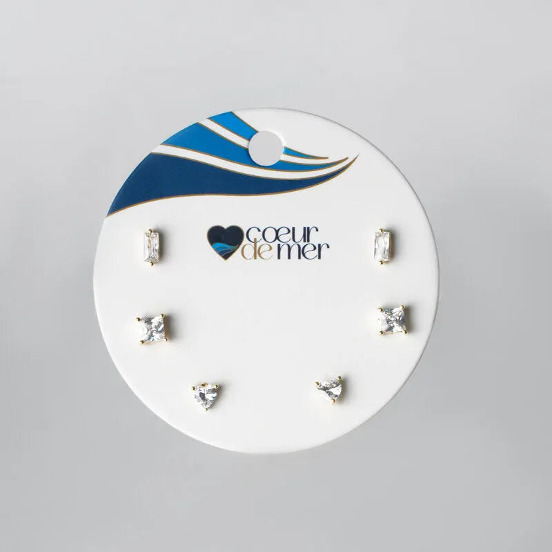Orecchini in Metallo Set da sei dorato con cristalli
