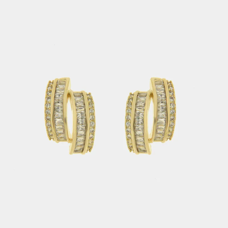 Orecchini in Metallo dorati baguette con cristalli