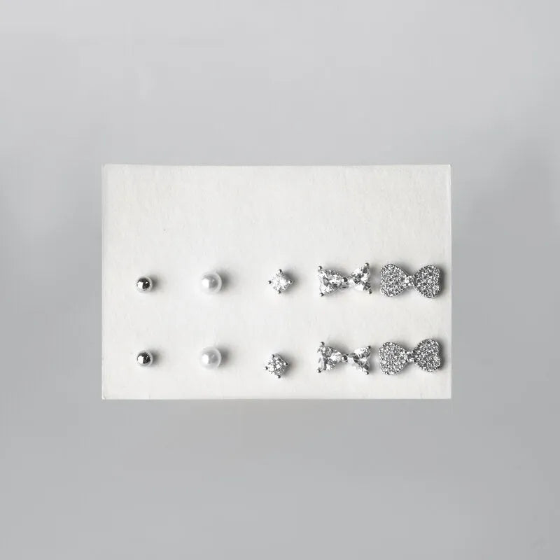 Orecchini in Metallo Set da dieci fiocco e perline