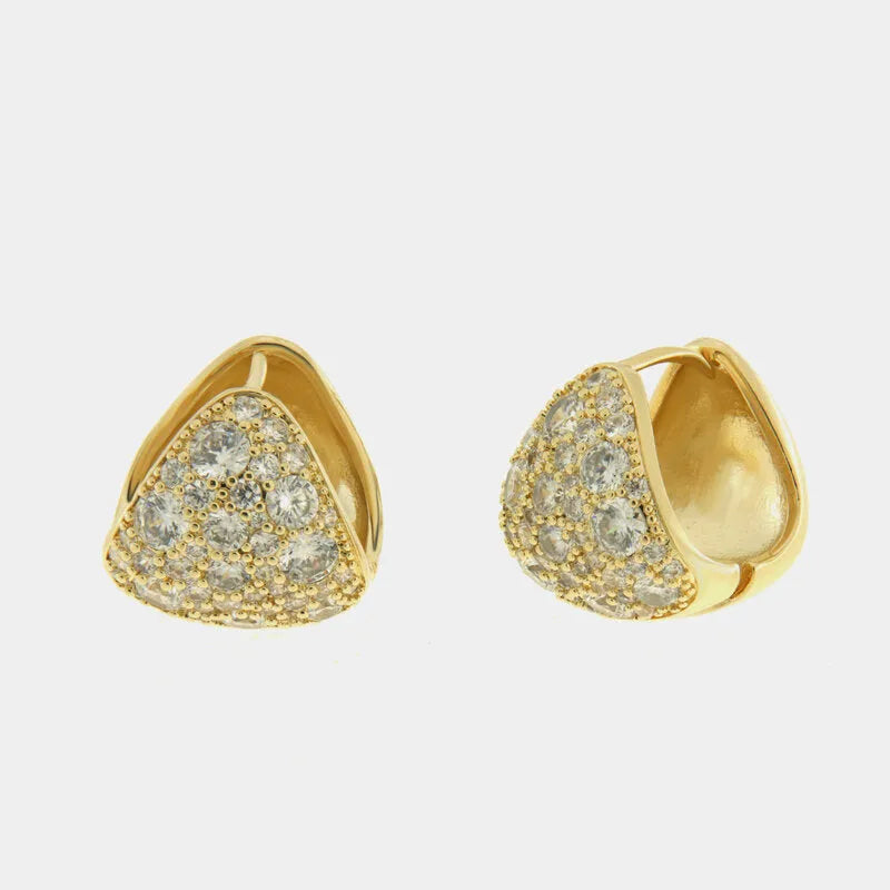 Orecchini in Metallo dorato triangolare effetto pavè