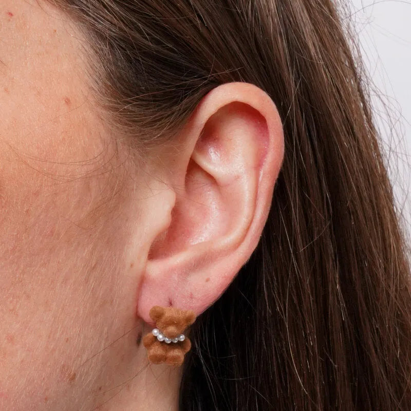 Orecchini in Metallo Orsetto con perle sintetiche