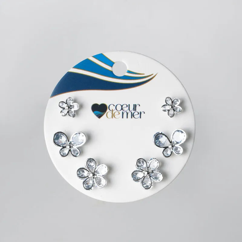 Orecchini in Metallo Set da sei farfalle e fiori