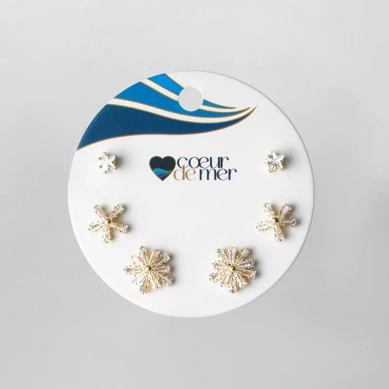 Orecchini in Metallo set da sei dorato stelle con cristalli