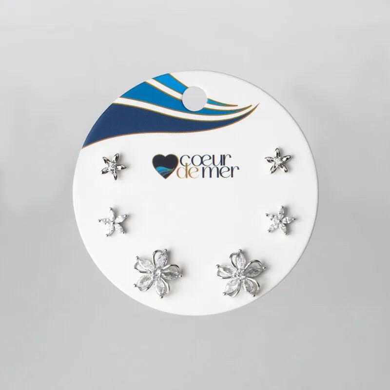 Orecchini in Metallo Set da sei con fiori di cristalli