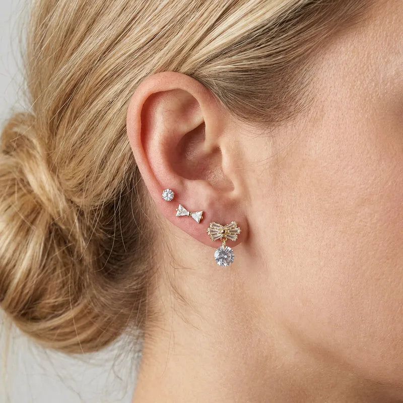 Orecchini in Metallo Set da sei dorato con fiocchi e cristalli