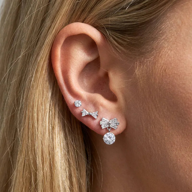 Orecchini in Metallo Set da sei con fiocchi e cristalli