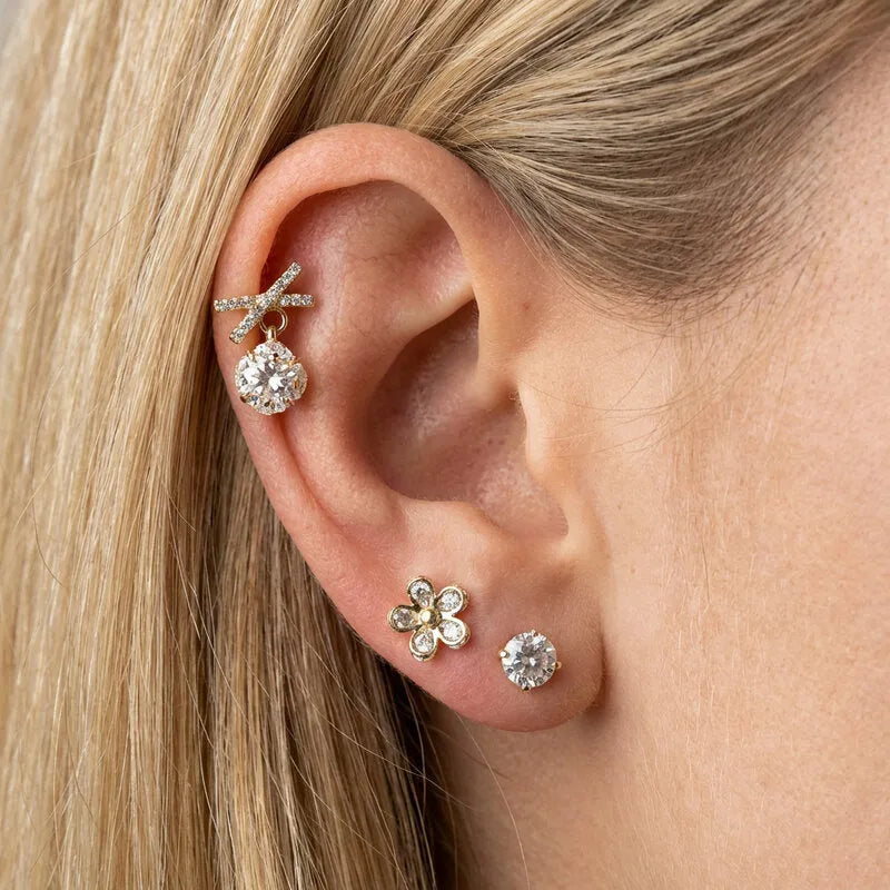 Orecchini in Metallo Set da sei dorato con cristalli
