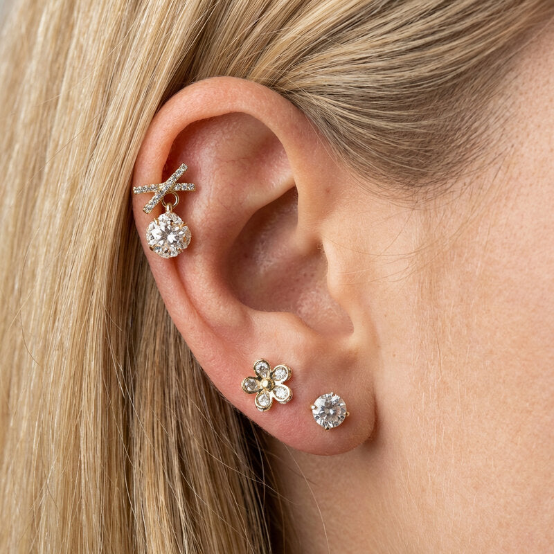 Orecchini in Metallo Set da sei dorato con cristalli