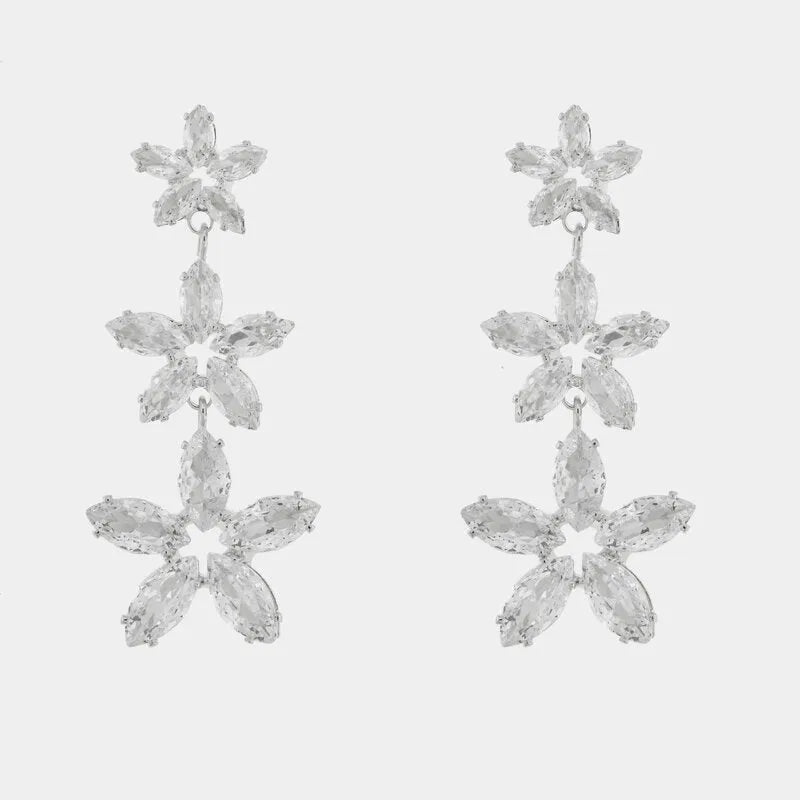 Orecchini in Metallo con fiori di cristalli pendenti