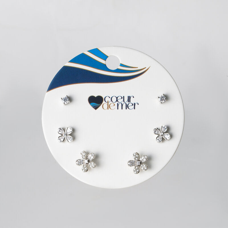 Orecchini in Metallo set da sei con fiori di cristalli