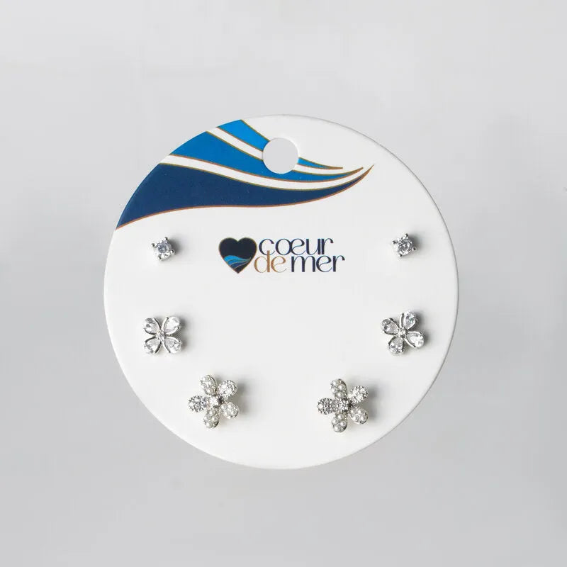 Orecchini in Metallo set da sei con fiori di cristalli