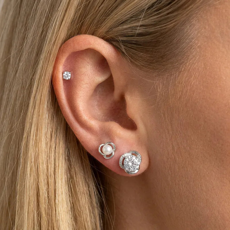 Orecchini in Metallo set da sei con punto luce e cristalli