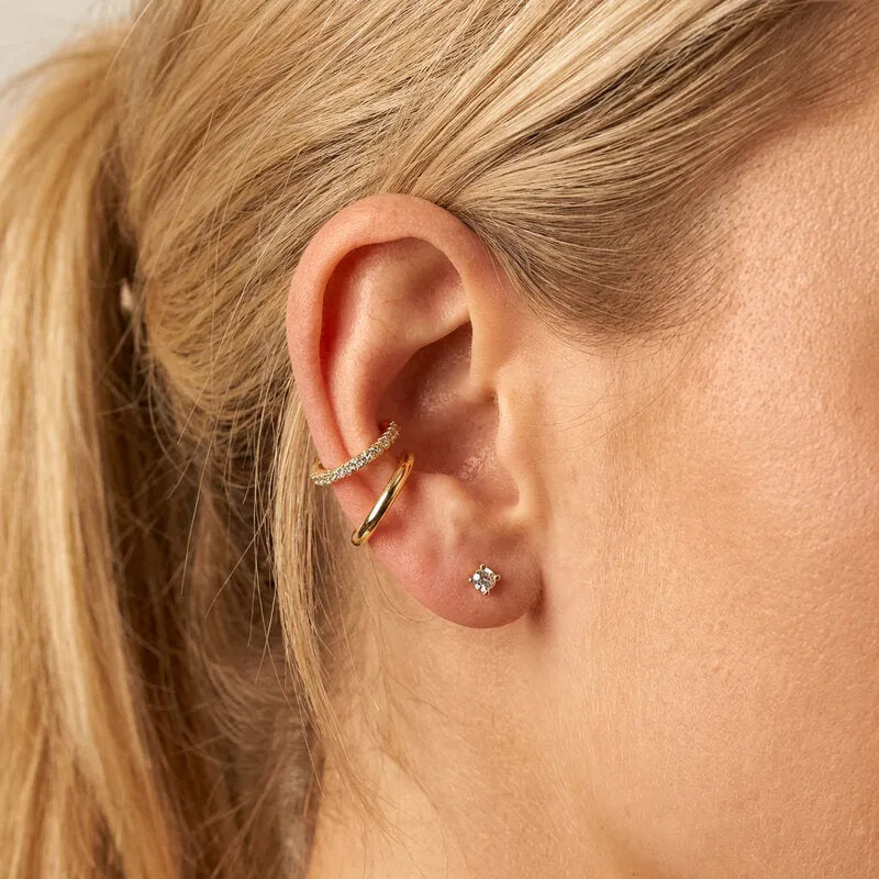 Orecchini in Metallo set da sei dorato con punto luce e mini hoop