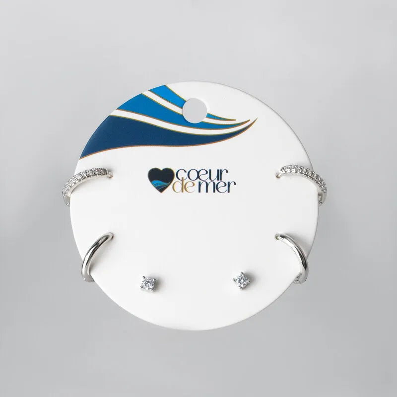 Orecchini in Metallo set da sei con punto luce e mini hoop
