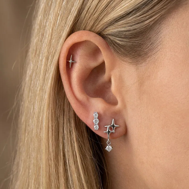 Orecchini in Metallo set da sei con stelle e cristalli