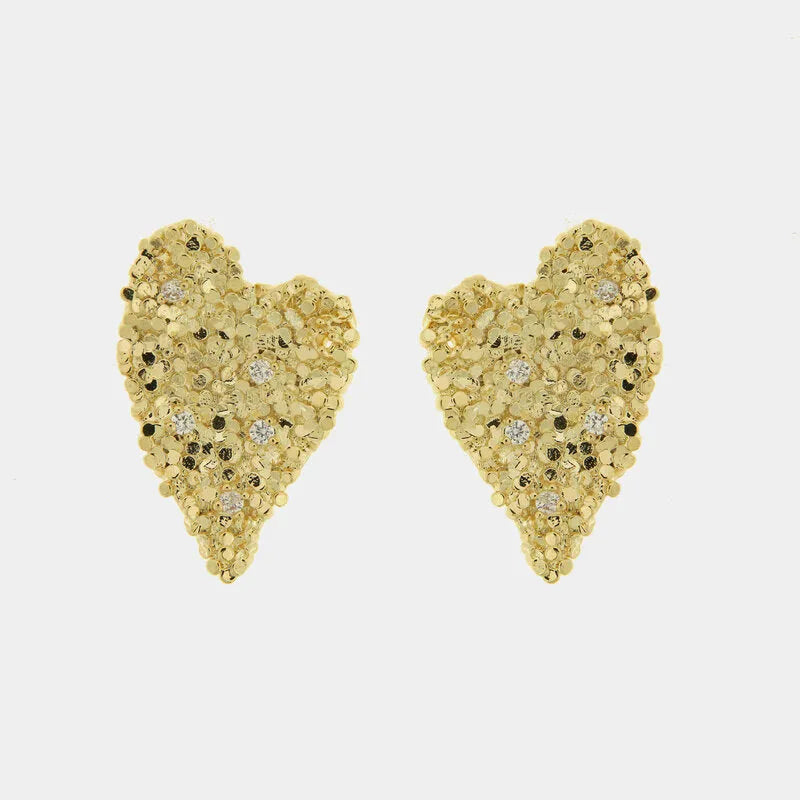 Orecchini in Metallo dorati cuore di cristalli