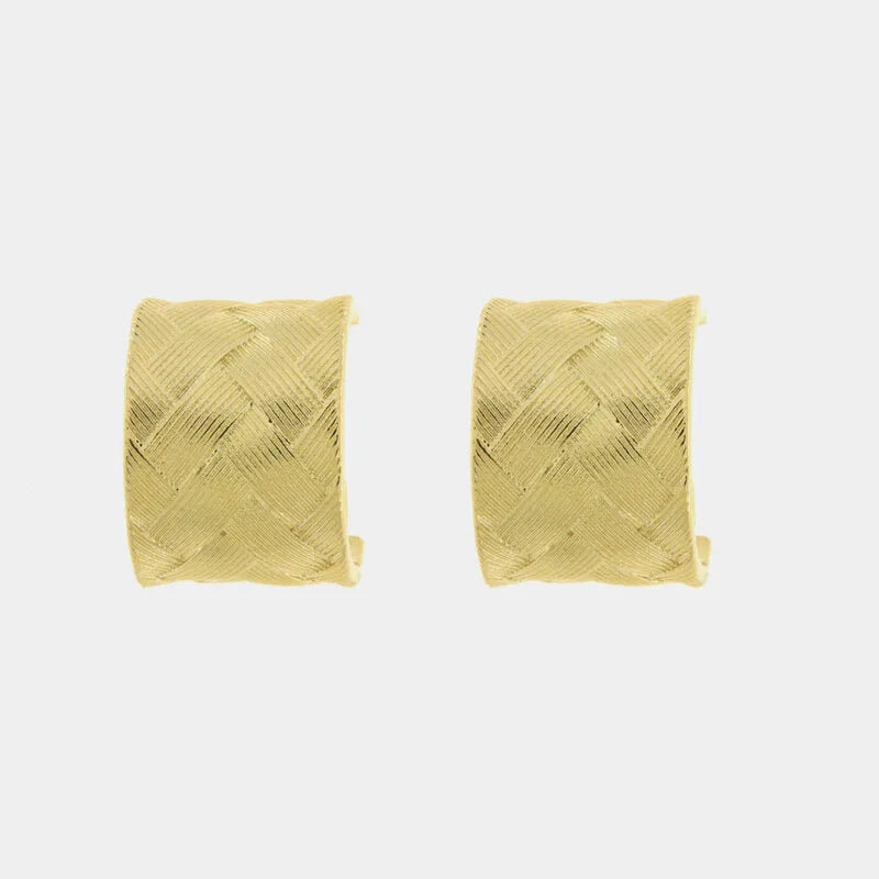 Orecchini in Metallo dorato a cerchio fascia larga texture intrecciata