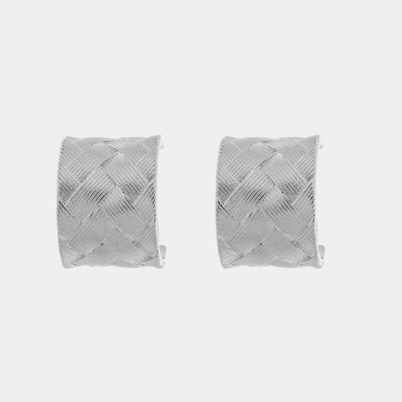 Orecchini in Metallo cerchio fascia larga texture intrecciata